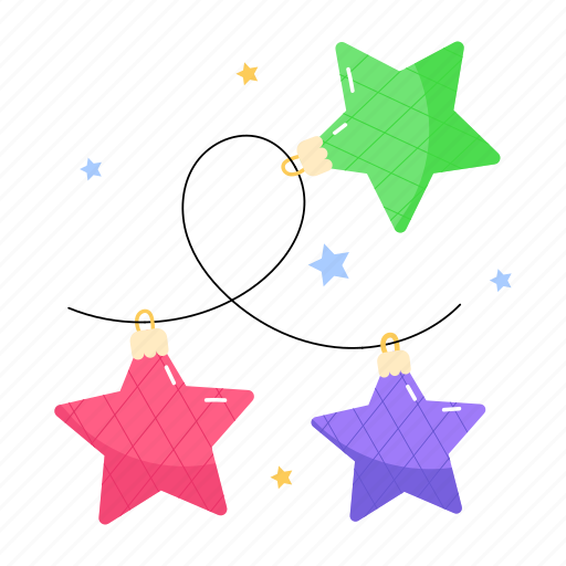 Star garland, star bunting, hanging stars, star ornament, stars string icon - Download on Iconfinder