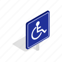 chair, disabled, handicap, isometric, parking, wheel, wheelchair 