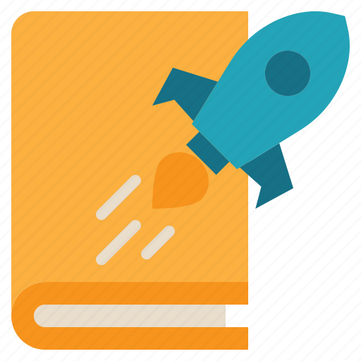 Book, education, rocket, launch, flight, fly, startup icon - Download on Iconfinder