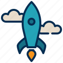 cloud, rocket, flight, fly, launch, startup