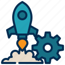gear, setting, system, rocket, launch, startup