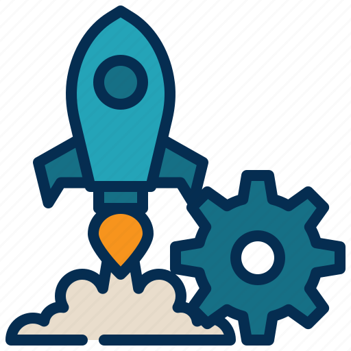 Gear, setting, system, rocket, launch, startup icon - Download on Iconfinder