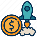 money, rocket, launch, fly, business, startup