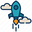 rocket, launch, sky, flight, fly, startup