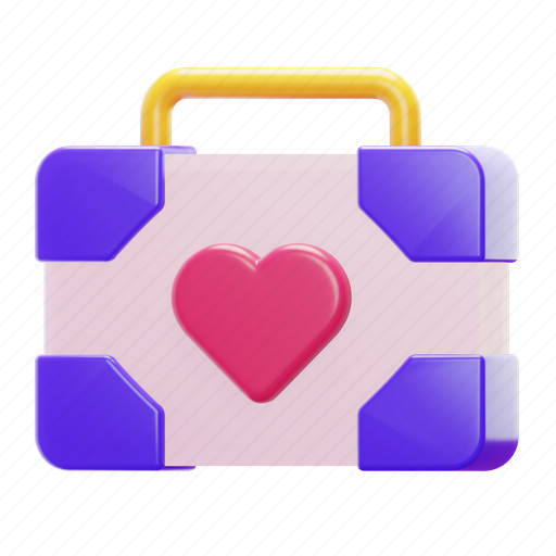 Love, briefcase, suitcase, luggage, bag, vacation, honey moon 3D illustration - Download on Iconfinder