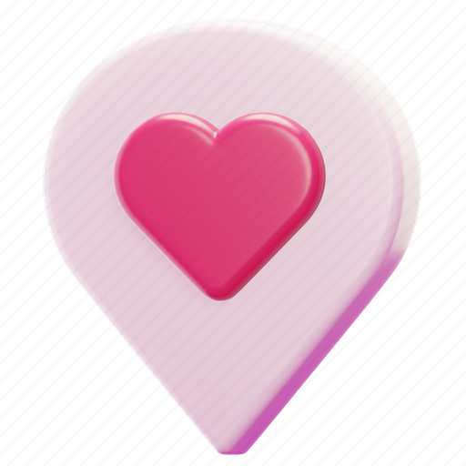 Love, location, pin, map, gps, heart, romance 3D illustration - Download on Iconfinder