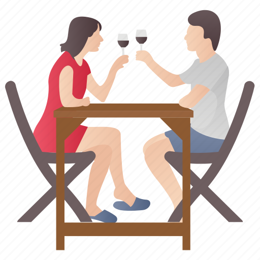 Couple dating, drinking wine, lovers, romantic couple, wine illustration - Download on Iconfinder