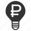 bulb, certificate, idea, license, money, patent, rouble 
