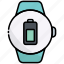 battery, smartwatch, technology, charge, battery-level, battery-status, round smartwatch 