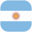 argentina, country, flag, nation, national, rounded, square
