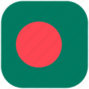 asian, bangladesh, country, flag, national, rounded, square