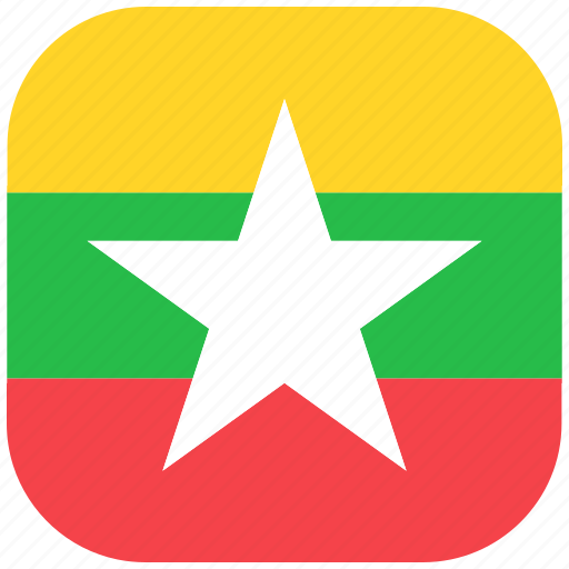 Burma, country, flag, myanmar, national, rounded, square icon - Download on Iconfinder
