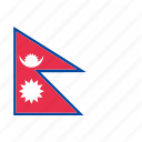 asian, country, flag, national, nepal, rounded, square