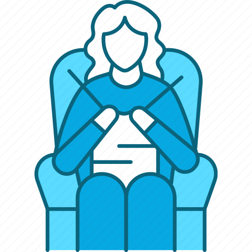 Routine, everyday, woman, knits, knitting, hobby, chair icon - Download on Iconfinder