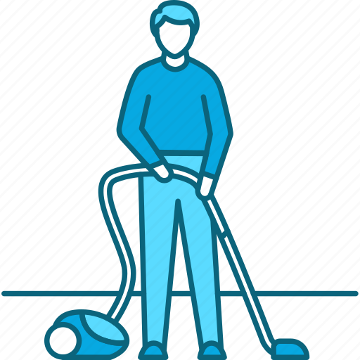 Routine, everyday, cleaning, housekeeping, man, vacuum, cleaner icon - Download on Iconfinder