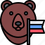 bear, flag, russia, country, nation, culture 