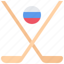 hockey, stick, flag, russia, country, nation, culture
