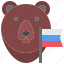 bear, flag, russia, country, nation, culture 