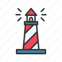 lighthouse, guidance, beacon, safety, harbor, nautical, ocean, light