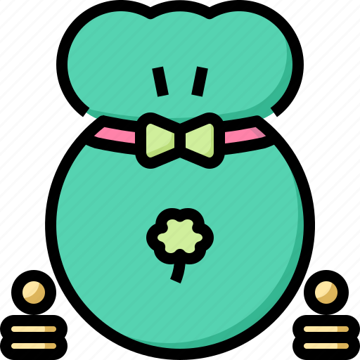 Bag, clover, coin, day, gold, patrick, saint icon - Download on Iconfinder