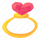 cartoon, heart, love, object, ring, valentine, wedding