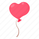balloon, birthday, cartoon, celebration, heart, object, pink
