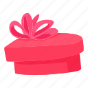 box, cartoon, heart, object, pink, ribbon, valentine