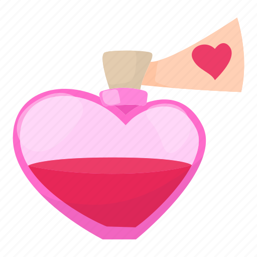 Bottle, cartoon, glass, love, object, perfume, potion icon - Download on Iconfinder