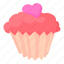 cake, cartoon, cupcake, food, object, pink, valentine
