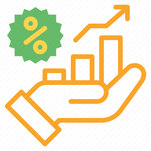 Discount, graph, growth, hand, sales, promotion icon - Download on Iconfinder