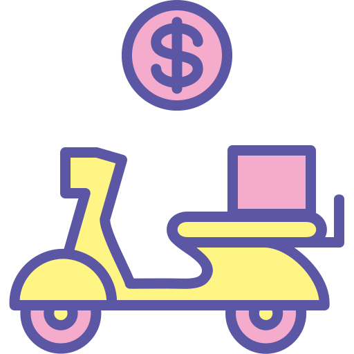 Bike, delivery, cash, dollar, package, transportation, box icon - Free download