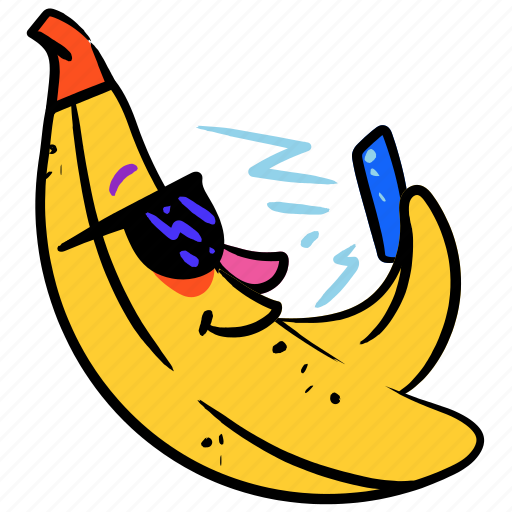 Food, devices, banana, smartphone, phone, mobile, sunglasses sticker - Download on Iconfinder