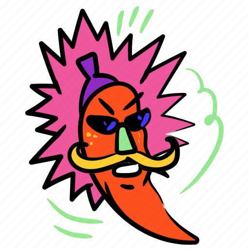 Food, gestures, chili, chilli, hot, spicy, sunglasses sticker - Download on Iconfinder