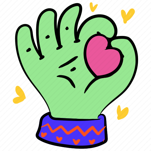 Gestures, hand, gesture, ok, sticker, signal, hearts sticker - Download on Iconfinder