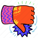 gestures, hand, gesture, sticker, thumbs, down, disapprove, disapproval 