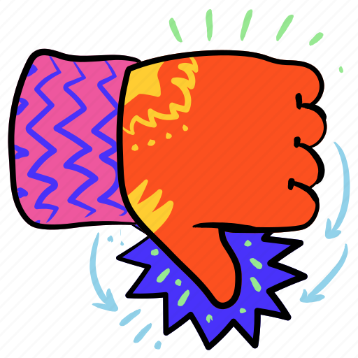 Gestures, hand, gesture, sticker, thumbs, down, disapprove sticker - Download on Iconfinder