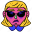gestures, smiley, face, sticker, sunglasses, woman, female, upset, angry, annoyed 