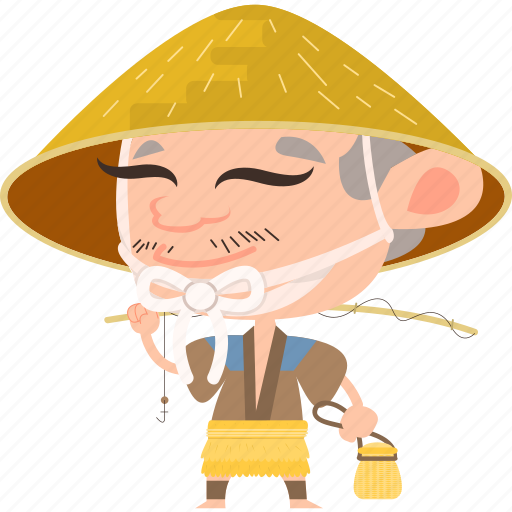 Character, japanese, samurai, fishing rod, kimono, fisherman, asian icon - Download on Iconfinder
