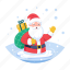 santa stuck, snowfall, santa claus, christmas, holiday 