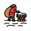 santa, claus, rooftop, christmas, reindeer, sleigh 