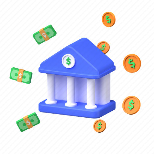 Bank, money, payment, finance, currency, financial, banking 3D illustration - Download on Iconfinder