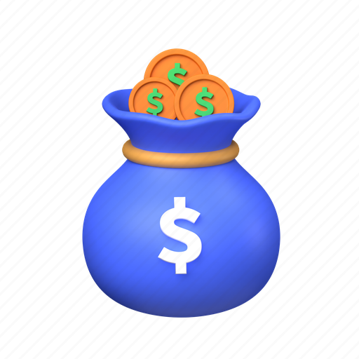 Money, bag, finance, coins 3D illustration - Download on Iconfinder