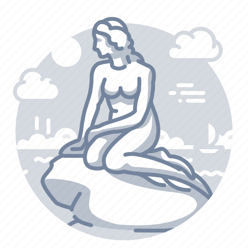 Copenhagen, danmark, mermaid, statue, landmark icon - Download on Iconfinder