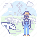 cow, farm, farmer