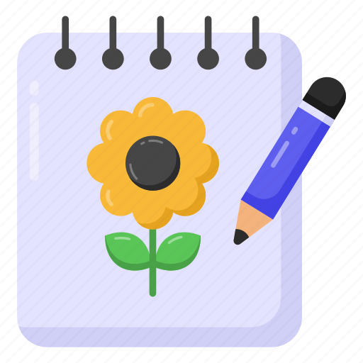 Drawing, sketching, pencil art, scratchbook, flower drawing icon - Download on Iconfinder
