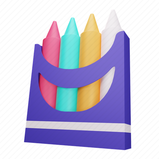 Crayon, crayons, box, draw 3D illustration - Download on Iconfinder