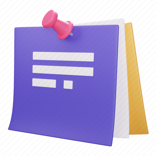 Sticky, note, drafting, writing 3D illustration - Download on Iconfinder
