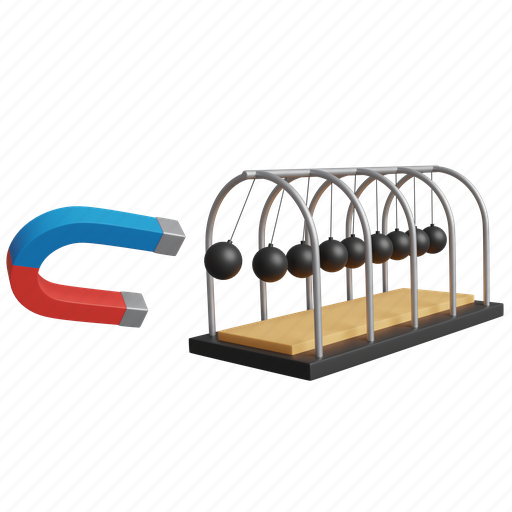 Cradle, and, horseshoe, magnet, cradle and horseshoe magnet, science, horseshoe magnet 3D illustration - Download on Iconfinder
