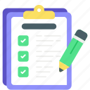 checklist, task, protocol, list, clipboar, pencil
