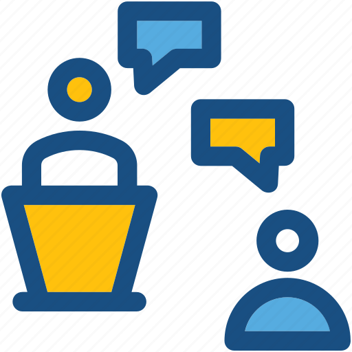 Classroom, discussion, speech bubbles, student, teacher icon - Download on Iconfinder